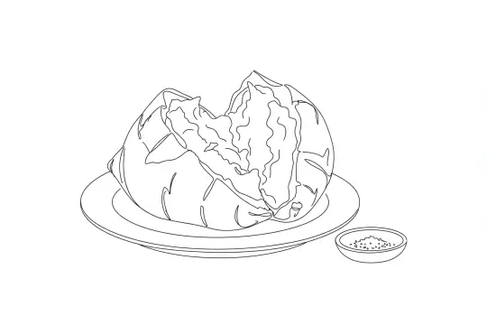 Honey-Roasted Sweet Potato, catering dish line drawing