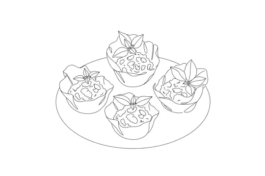 Thai Basil Pork, catering dish line drawing