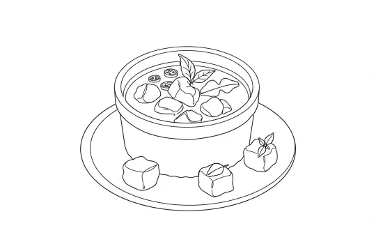 Thai Green Curry Chicken, catering dish line drawing
