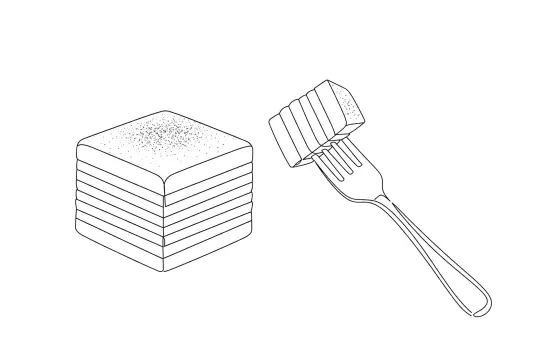 Tiramisu, catering dish line drawing
