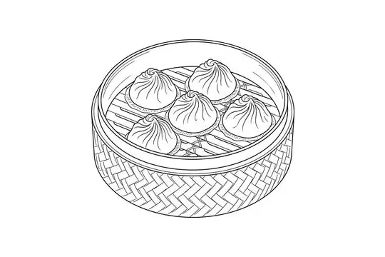 Xiaolongbao, catering dish line drawing